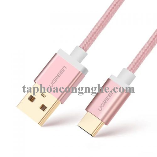 Ugreen 20869 3M màu Hồng Dây USB 2.0 sang Type-C đầu nhôm dây bọc vinyl US174 30020869